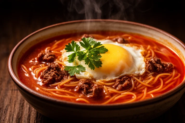 best sopa criolla near me Peruvian beef noodle soup bowl egg angel hair